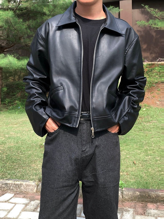 Man Leather Standard Length Jacket