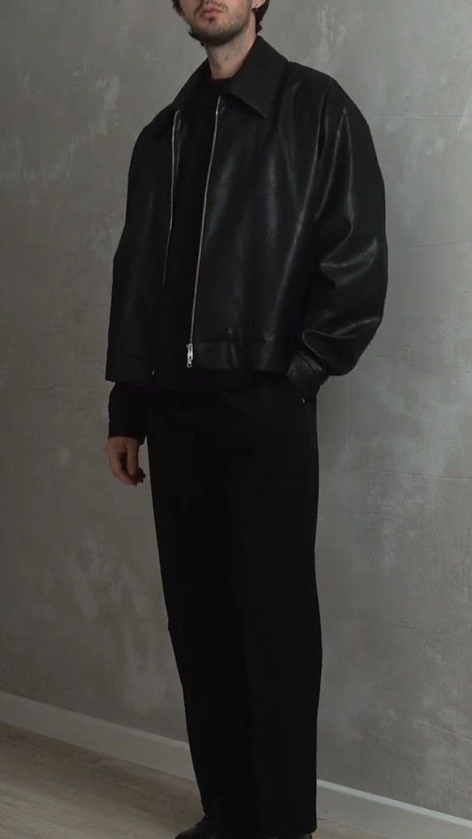 Man Leather Standard Length Jacket